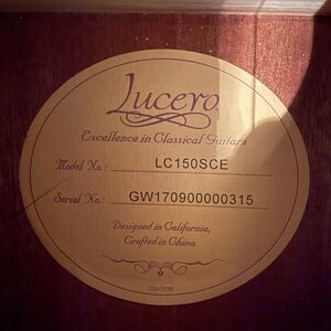 Lucero guitar, guitar picks (4), guitar case